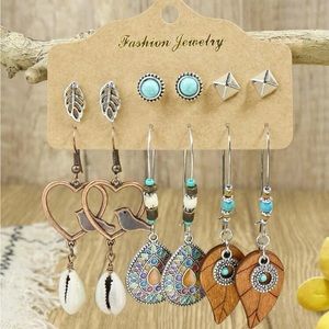 6pairs/set Boho Drop Dangle Earrings Stud Earrings